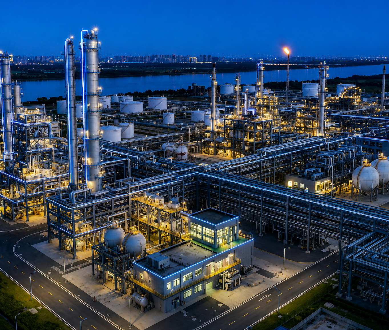 Industrial Facility at Dusk