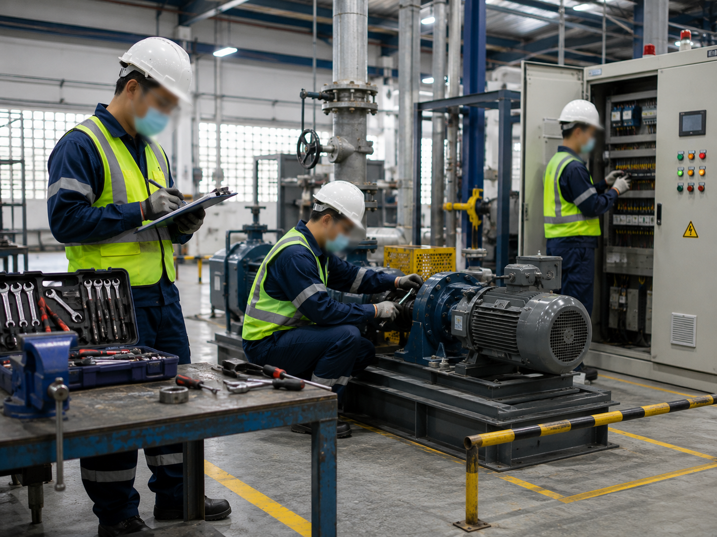 Maintenance technician monitored for PPE compliance