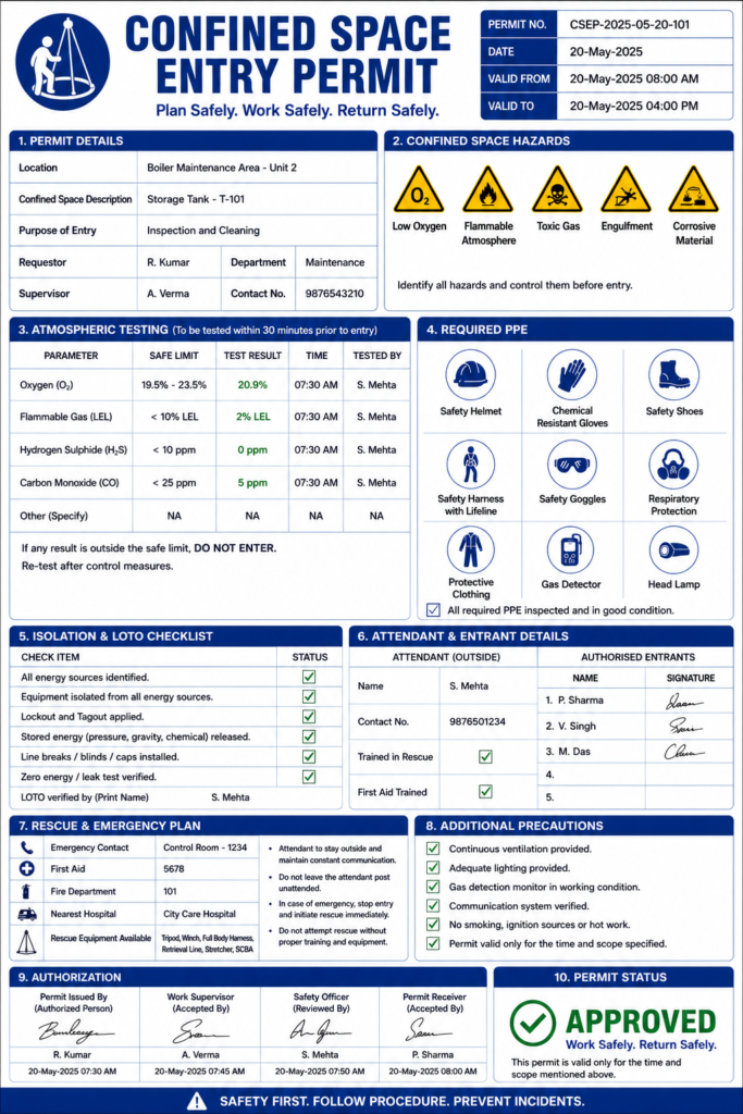 confined space permit types of permit to work
