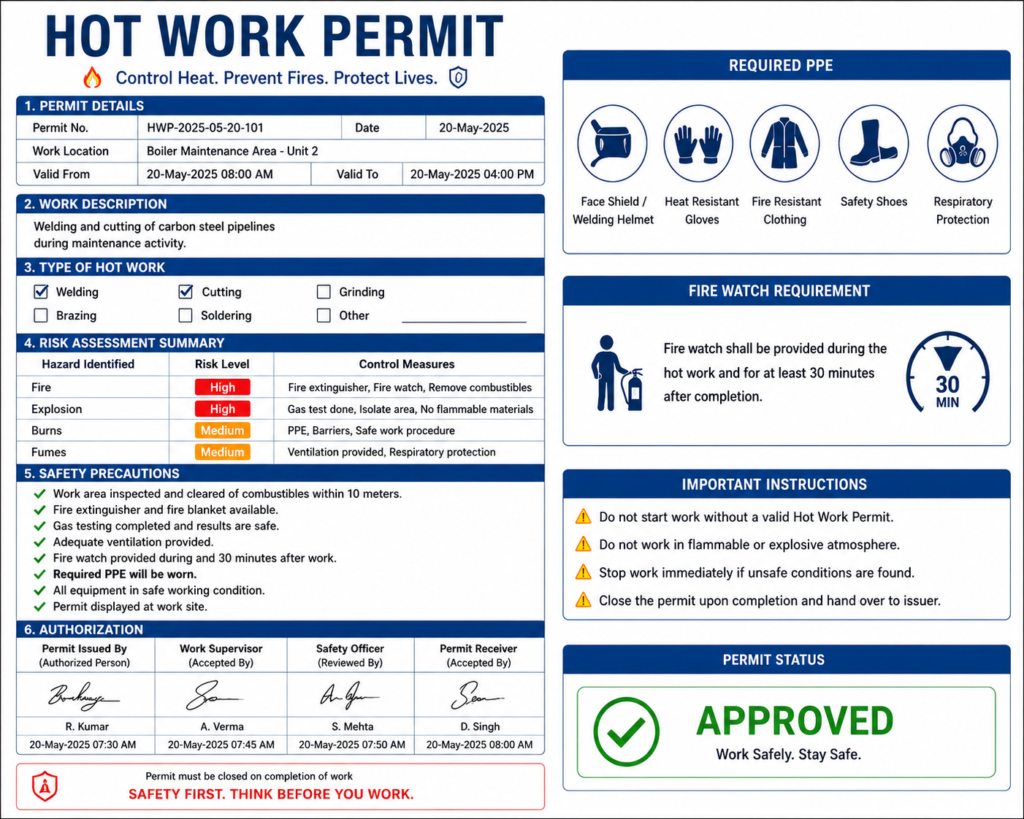 hot work permit types of permit to work