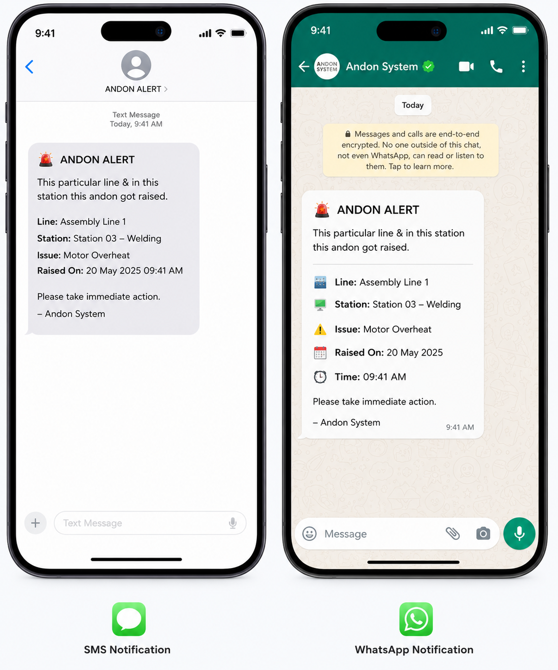 Mobile Andon app used by a worker on the shop floor