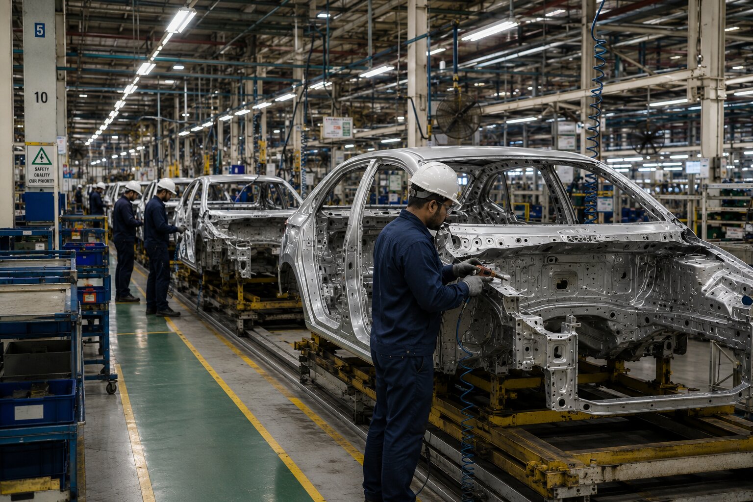 Automotive manufacturing plant using EHS software for automotive industry safety