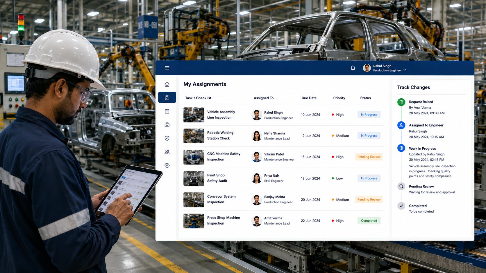 EHS software for automotive industry mobile app for inspections, incidents, and corrective actions