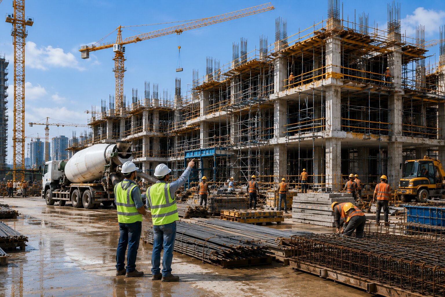 Construction site safety operations supported by EHS software for construction