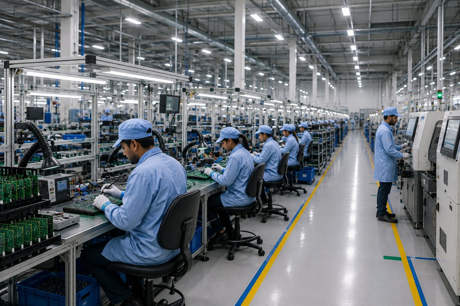 Electronics manufacturing facility supported by EHS software for electronics industry