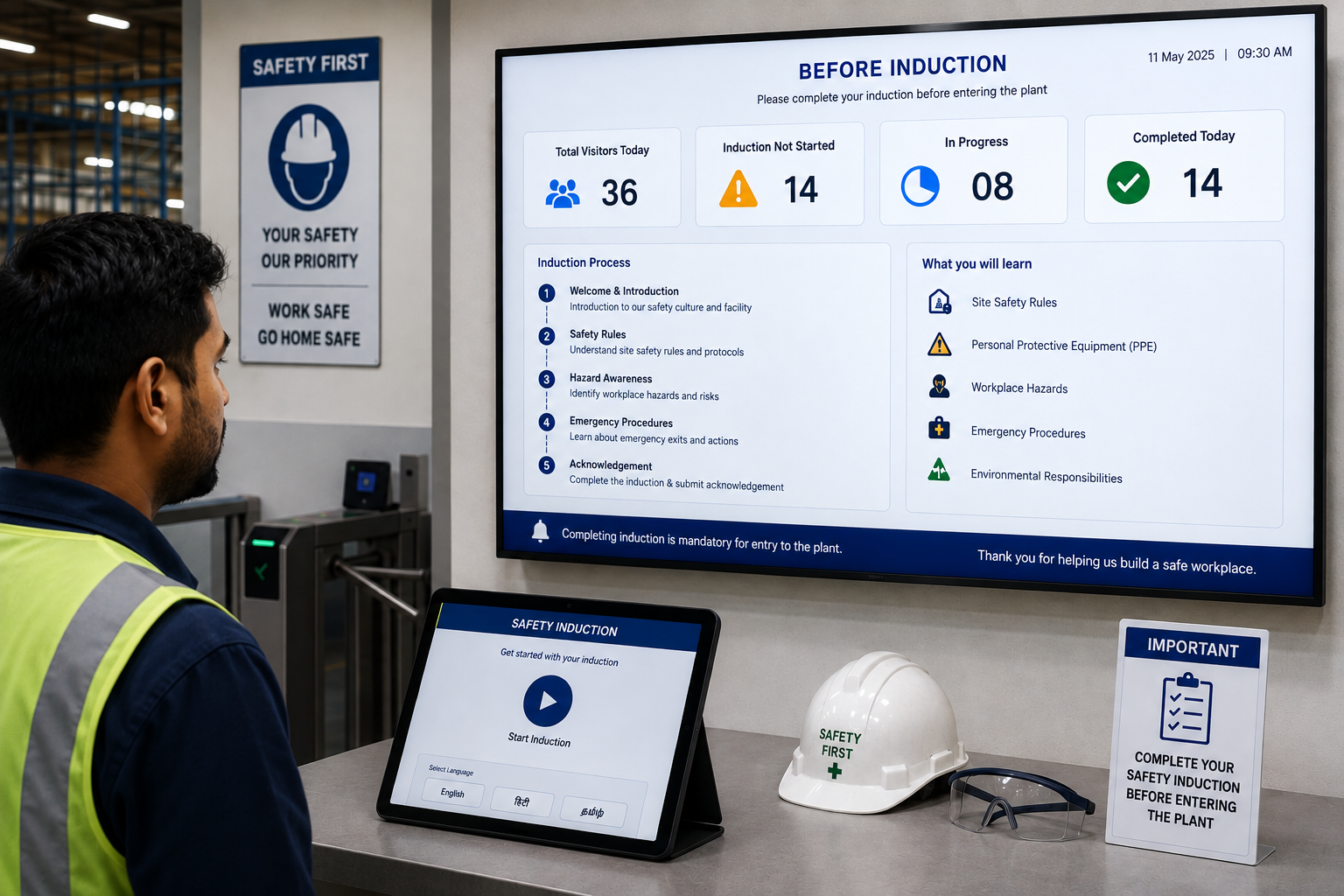 Safety Induction Software with QR-coded digital gate pass