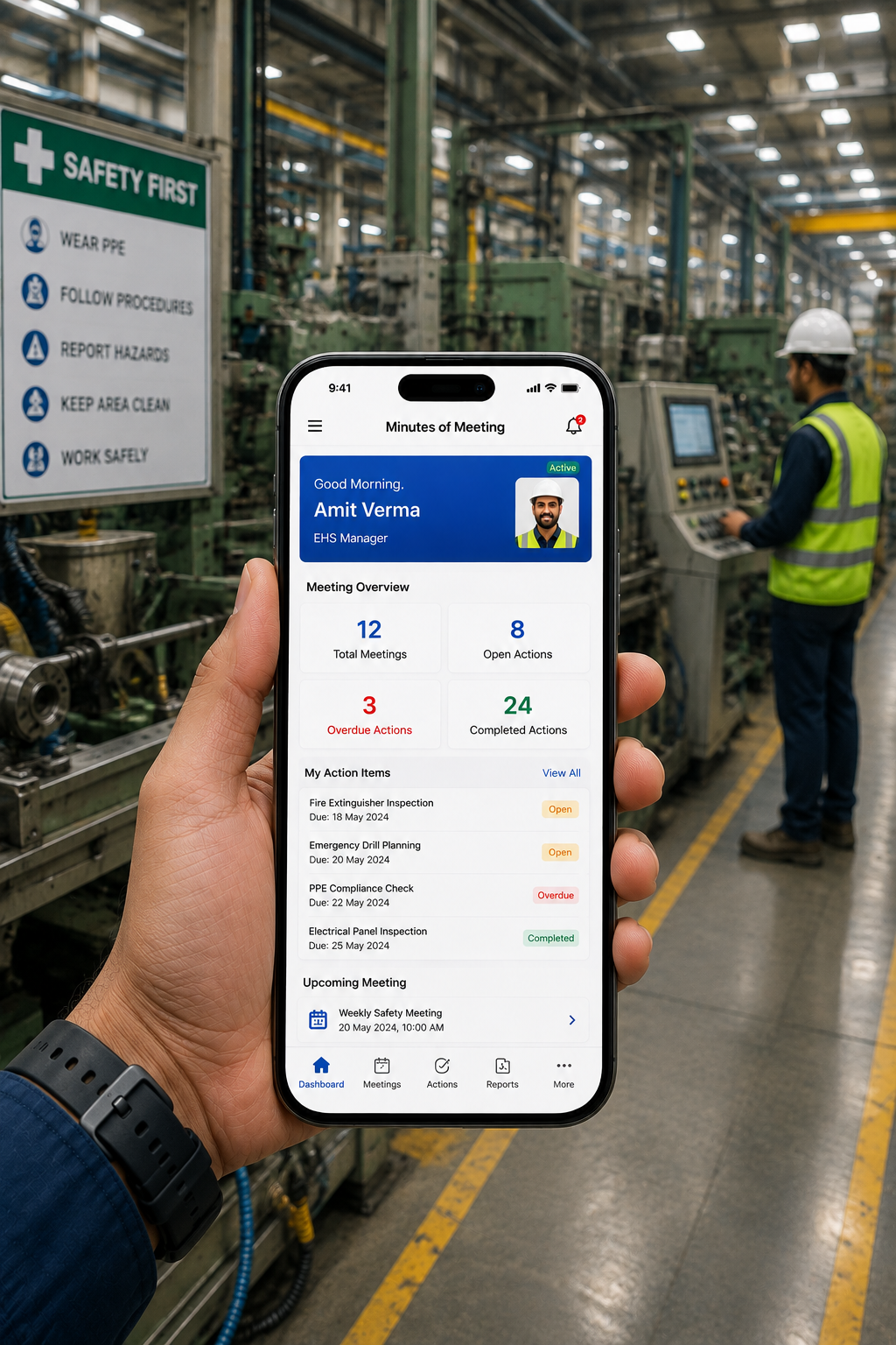 Minutes of Meeting Software for accountable meeting management in a manufacturing plant