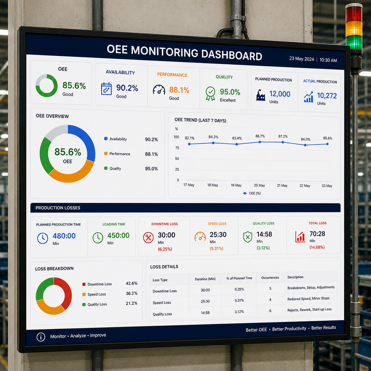 OEE Monitoring dashboard