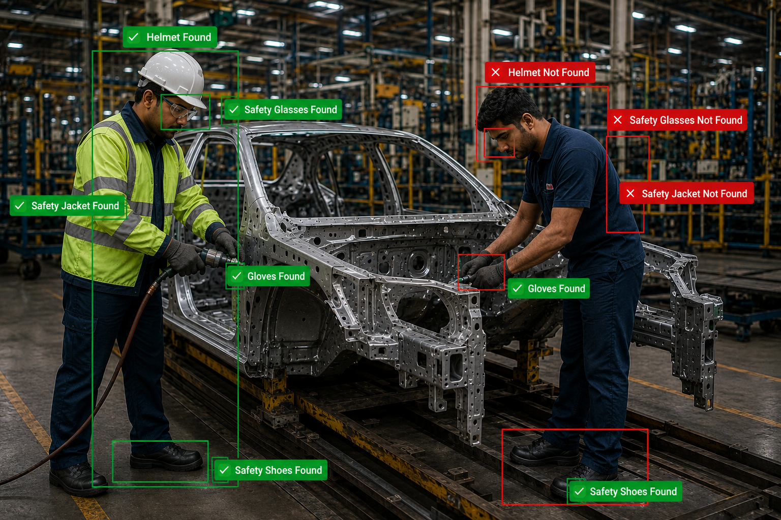 Automotive Industry AI-powered PPE detection and safety monitoring