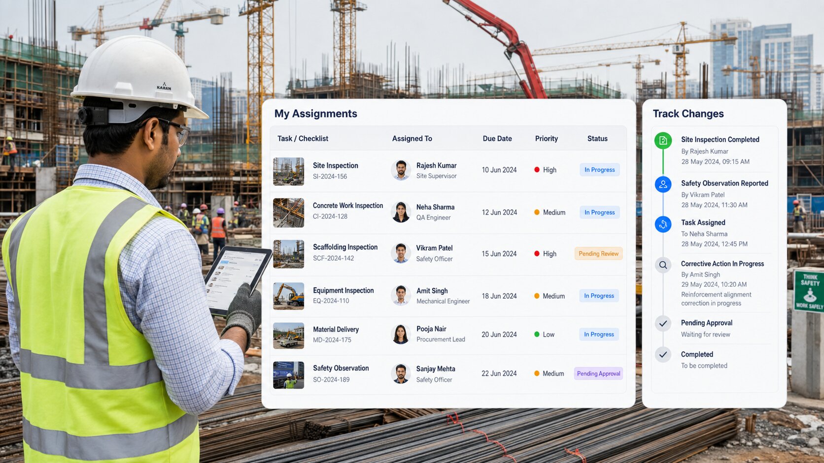 EHS software for construction mobile app for site inspections, hazard reporting, and incidents