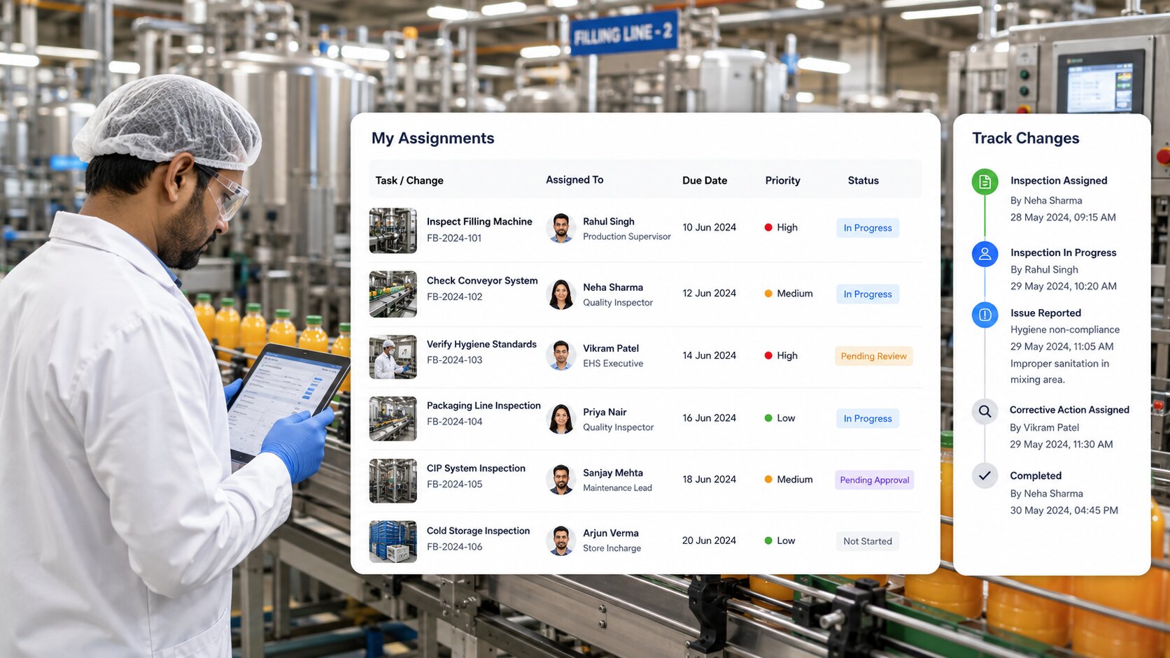 EHS software for food and beverage mobile app for safety inspections, hazard reporting, and incidents