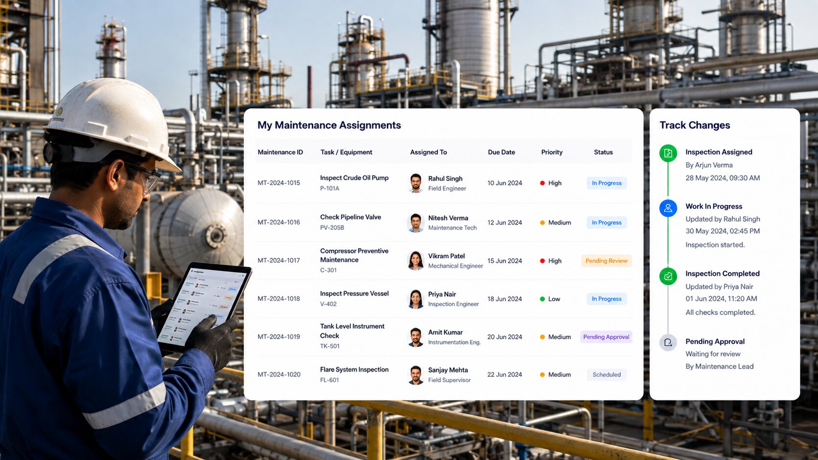Oil and Gas EHS software mobile app for field inspections, incident reporting, and safety activities