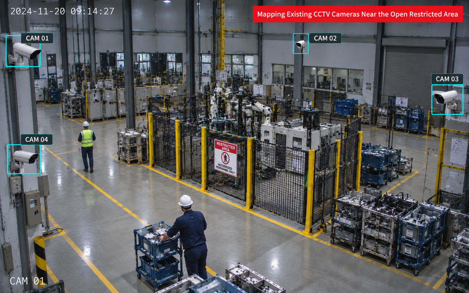 Mapping existing CCTV camera coverage across the facility