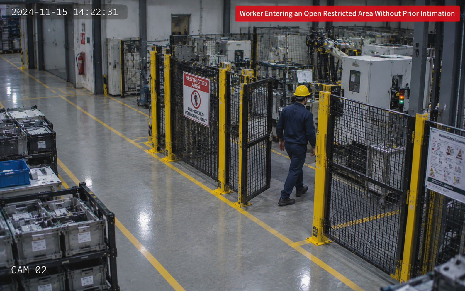 AI safety use case detection tiles for PPE, falls and intrusions