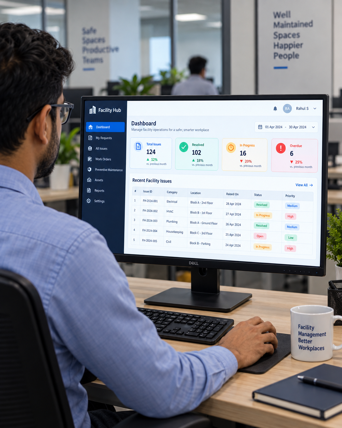 Operator using the E-Kanban digital material request system