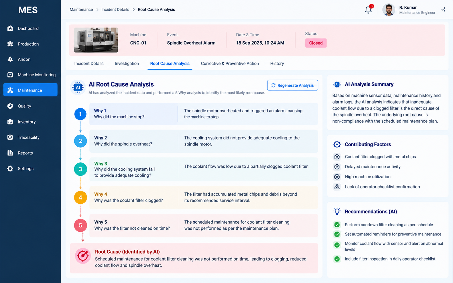 AI-powered MES analytics preview