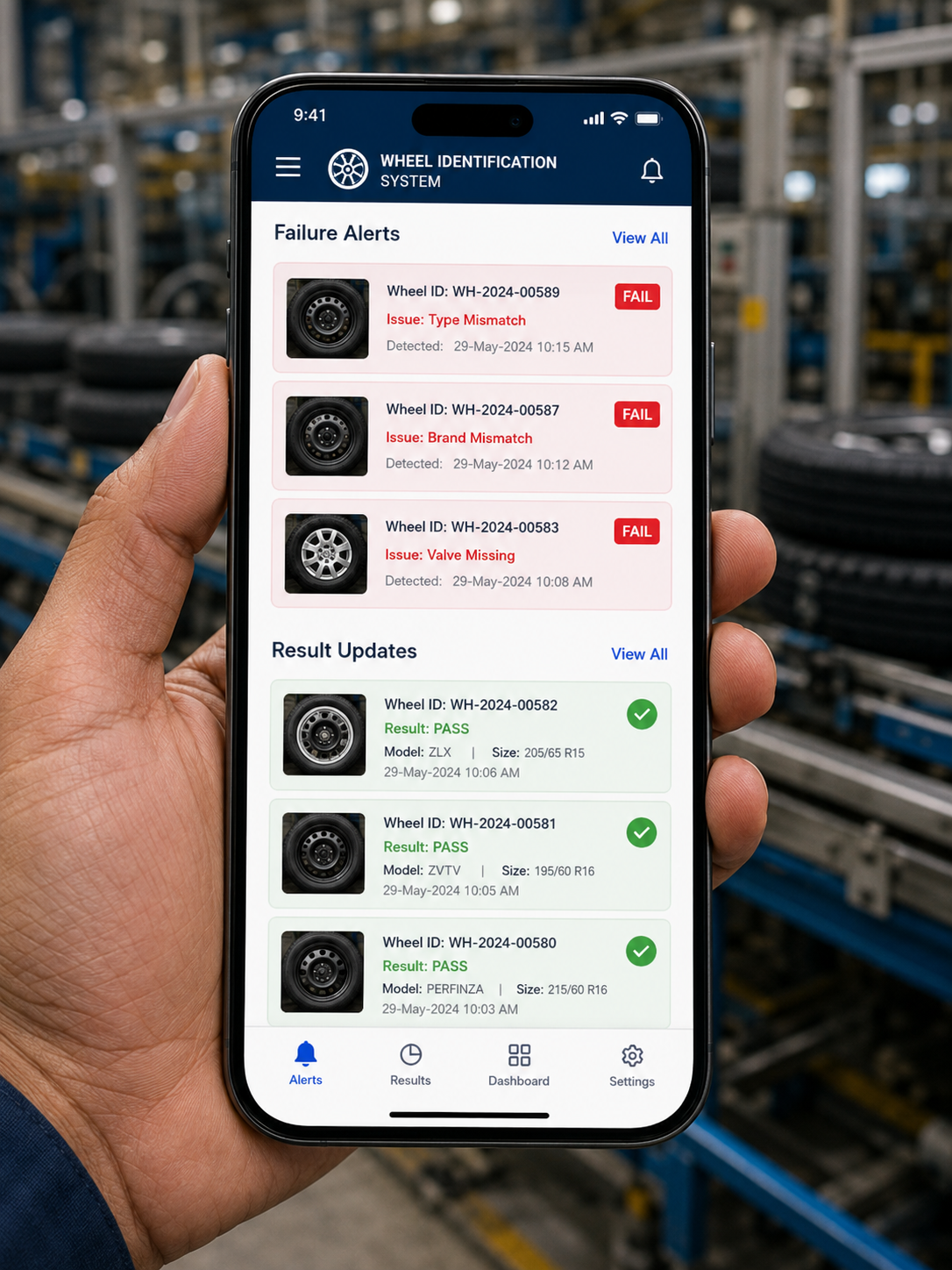 Mobile app for wheel identification system inspection monitoring