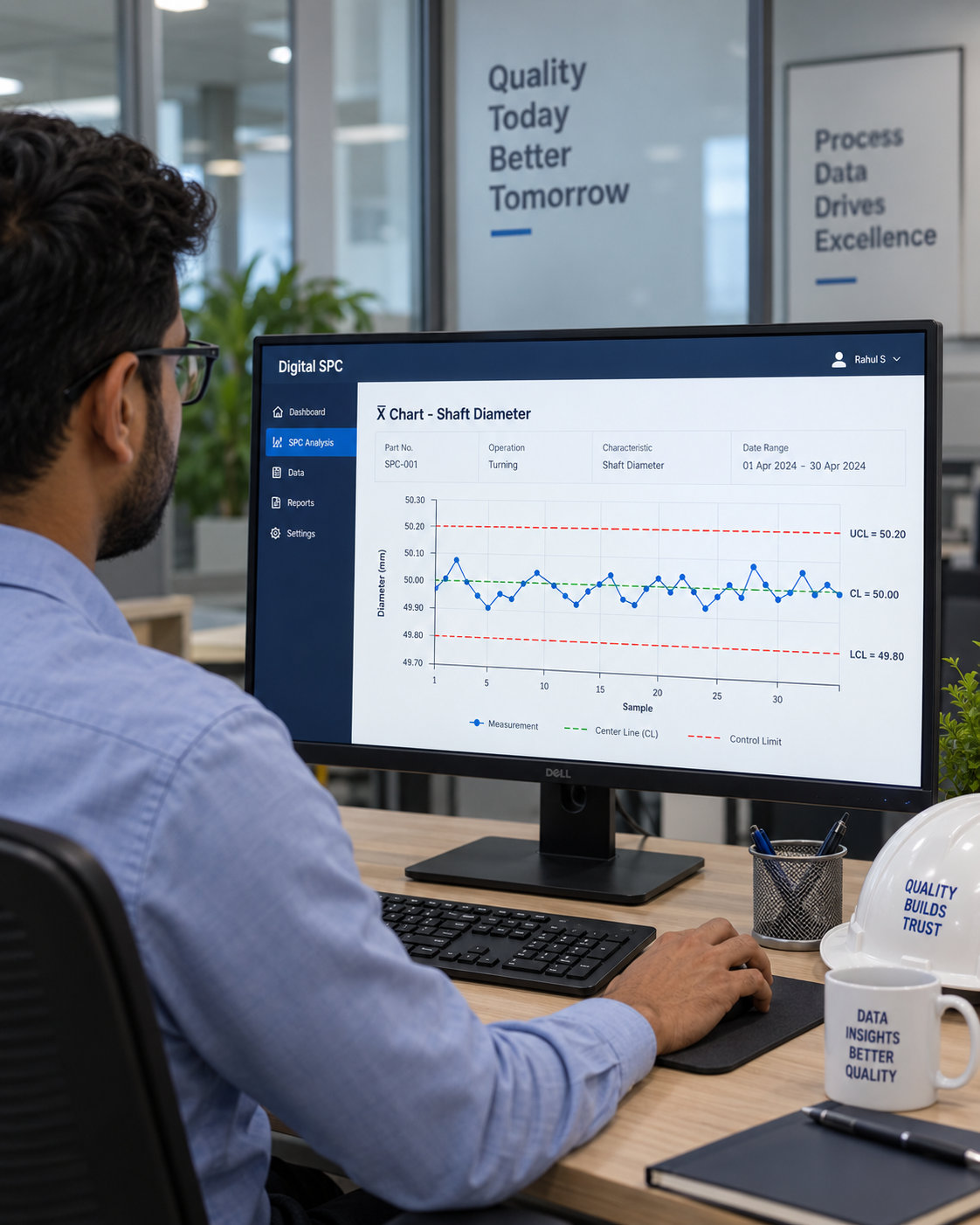 Operator using the E-Kanban digital material request system