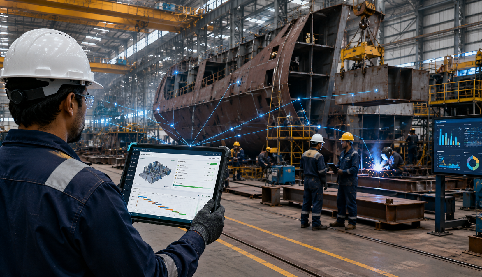 Shipbuilding Industry Connected Manufacturing with Digital Production Monitoring