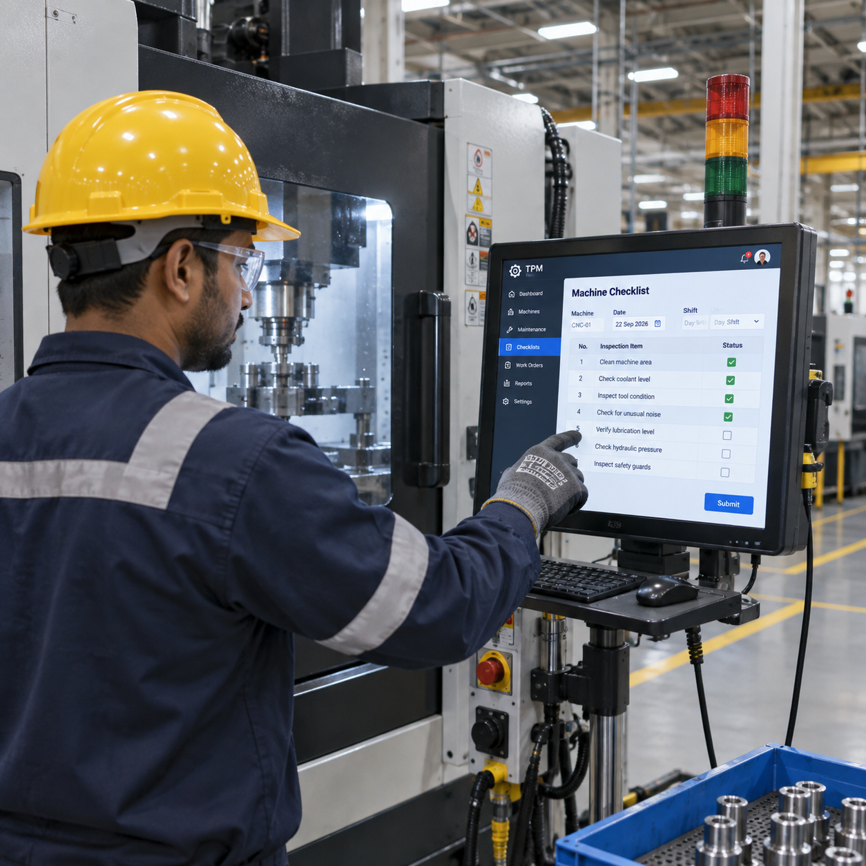Operator inspection checklist interface