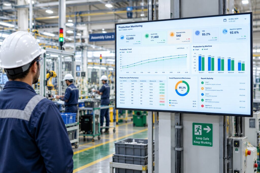 Production Monitoring on the Factory Floor Dashboard