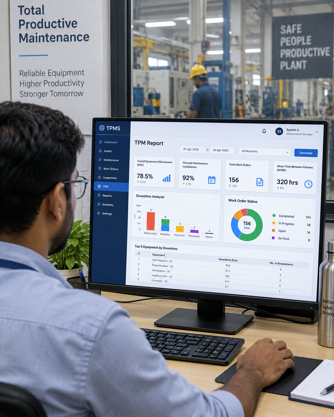 Operator using the E-Kanban digital material request system